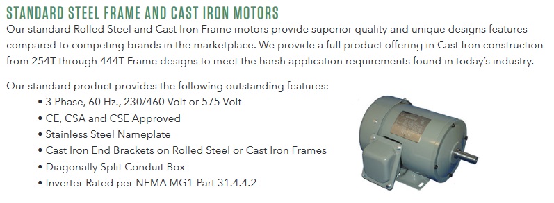 Sterling Electric Standard and Cast Iron Motors
